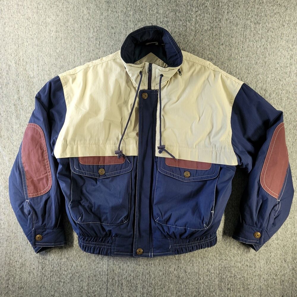 Vintage 90s Ash Creek Trading Puffer Jacket Mens Large Colorblock Heavy Coat L